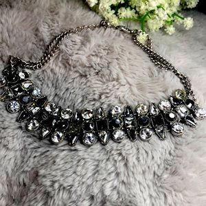 Elegant choker faux gem choker silver tone necklace